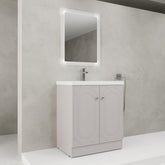 30" Freestanding Bathroom Vanity with White Resin Sink & 2 Soft-Close Cabinet Doors (KD-Packing)