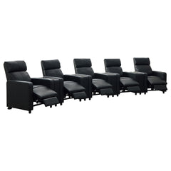Warren Black Upholstered 5-seater Home Theater with 4 Wedge Consoles
