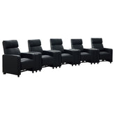 Warren Black Upholstered 5-seater Home Theater with 4 Wedge Consoles