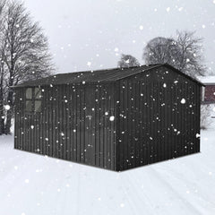 Metal garden sheds 12ftx10ft outdoor storage sheds black with window with Goods Shelves