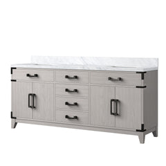 White Oak Double Bath Vanity 72 in. W x 22 in. D, with Carrara Marble Top