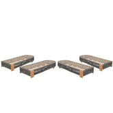 Outdoor Acacia Wood Patio Adjustable Lounge Chair Set of 4- Uncushioned for Backyard Pool Garden-Grey rope & Natural iron