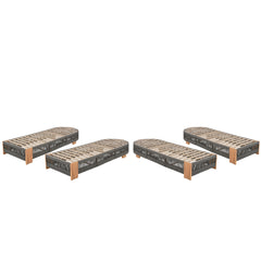 Outdoor Acacia Wood Patio Adjustable Lounge Chair Set of 4- Uncushioned for Backyard Pool Garden-Grey rope & Natural iron