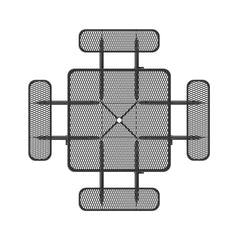46-Inch Black Square Picnic Table with Umbrella Hole