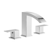 Bathroom Stainless Steel Faucets for Sink 3 Hole Chrome 8 inch Widespread Bathroom Sink Faucet Double Lever Handle Faucet Bathroom Vanity Faucet Basin Mixer Tap Faucet with Hose