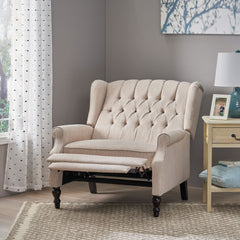 Push Back Recliner Chair Fabric Lounge Armchair Pushback Recliner with Rivet Decoration Wingback Single Sofa Chair with Padded Seat for Living Room, Bedroom 33.25D x 37.75W x 42.5H in