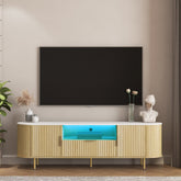 Lving Room Floor-standing TV Cabinet with 16 Color LEDs, Entertainment Center with Storage Doors, TV Console Media Cabinet, for 55+ Inch TV, Living Room