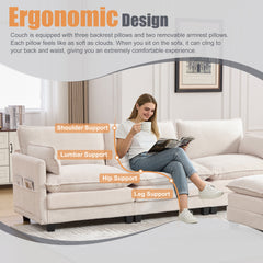 UNITED WE WIN Oversized Modular Sectional Sofa with Movable Ottoman, 102 Inch 4 Seat Modern Corduroy Sofa Set, Convertible L Shaped Couch for Living Room and Office