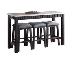 Necalli Marble Top & Weathered Espresso Finish 4PC Pack Counter Height Table Set