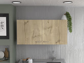 Napoles Wall Cabinet, Two Shelves, Double Door -White / Light Oak