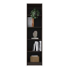 Home Slim 5 Shelves Narrow Bookcase With Open Shelves, Stained Walnut