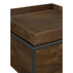 Ondrej Dark Brown Square Accent Side Table Removable Tray