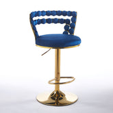 Modern Gold Bar Table Set with 2 Adjustable Bar Stools, Round Marble-Patterned Pub Table for Home Bar & Kitchen
