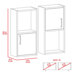 Oba 2-Pc Wall-Mounted Bathroom Medicine Cabinet with Open and Closed Storage