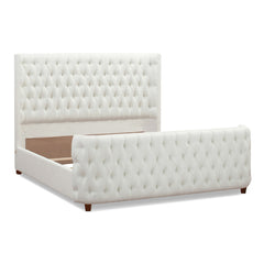 Brooklyn King Tufted Panel Bed Headboard and Footboard Set, Antique White Polyester