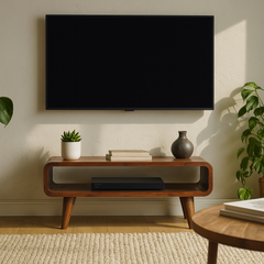 Solid Wood Media Unit, Open Slot, Chestnut, Dark Brown