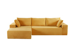 CozyForm Convertible Sectional Sofa in Soft Corduroy, Modern Comfy Couch with Full Foam Cushioning, Cozy Sleeper Sectional for Living Room, Bedroom, No Assembly Required, Ginger Yellow - left Facing