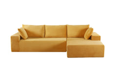 CozyForm Convertible Sectional Sofa in Soft Corduroy, Modern Comfy Couch with Full Foam Cushioning, Cozy Sleeper Sectional for Living Room, Bedroom, No Assembly Required, Ginger Yellow - Right Facing