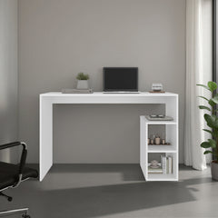 Solid Wide Writing Desk with 3 side Open Storage Shelves, Top Workspace, Freestanding Computer Desk for Home Office, Bedroom or Living Room