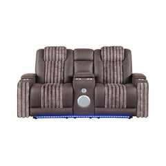 Duran Brown 2PC Power Reclining Sofa and Loveseat with Power Headrest, LED and more