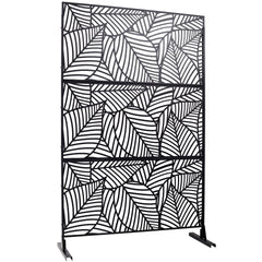 Outdoor & Indoor Privacy Screen Metal Privacy Screen 76" H×48" W, Freestanding Decorative Privacy Screen for Deck Balcony Patio, Privacy Fence Panels for Outside Lawn Garden PS111 BLACK