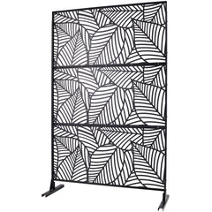 Outdoor & Indoor Privacy Screen Metal Privacy Screen 76" H×48" W, Freestanding Decorative Privacy Screen for Deck Balcony Patio, Privacy Fence Panels for Outside Lawn Garden PS111 BLACK
