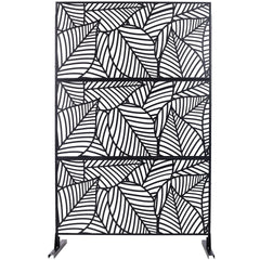 Outdoor & Indoor Privacy Screen Metal Privacy Screen 76" H×48" W, Freestanding Decorative Privacy Screen for Deck Balcony Patio, Privacy Fence Panels for Outside Lawn Garden PS111 BLACK
