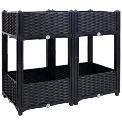 Planter Raised Beds - Elevated Planter Garden Box with Drainage Plug Raised Garden Beds for Vegetable/Flower/Herb Outdoor Standing Planter Beds Gardening Kit,Black,31.5"x15.7"x27.7"