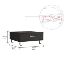 Beijing Coffee Table, One Drawer, Four Legs -Black