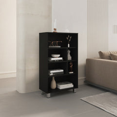 Bellagio 40" Tall Four-Tier Shelf Narrow Bookcase Black