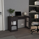 120-Home 47" Wide One Drawer Desk , Four Shelves, Writting Desk, Gamer Desk, Home Office, Living Room Black