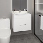 One door Batroom Vanity Hatta, Two Drawers and Open Shelf, Includes Hardware, White