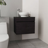 Vessel Sink Vanity Manchester, Two Drawers and Open Shelf, Black