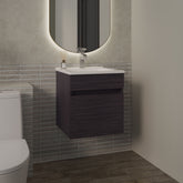 Primavera 18" Wide Floating Bathroom Vanity, With One Cabinet And Two Shelves, Black