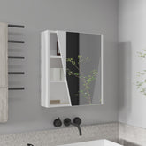 Quintana Wall-Mounted Mirror Medicine Cabinet With One Door And Four Open Compartments, White