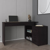 Upton L-Shape Home Office Desk, Studio, Bedroom, Library, Study Table, Work, Black