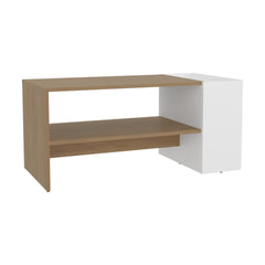 Arion Modern Coffee Table with Open Shelf Storage and One Big Drawer, Two-Tone Living Room Center Table with Wide Top Surface