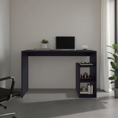 Solid Wide Writing Desk with 3 side Open Storage Shelves, Top Workspace, Freestanding Computer Desk for Home Office, Bedroom or Living Room