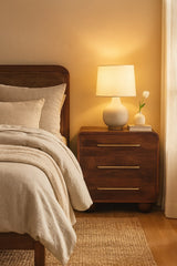 Solid Wood 3-Drawer Rounded Chest,Brown
