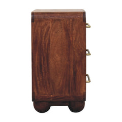 Solid Wood 3-Drawer Rounded Chest,Brown