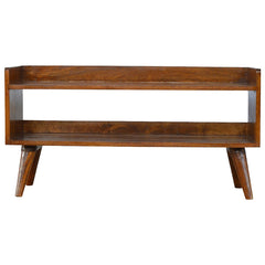 Solid Wood Nordic Storage Bench, Open Storage, Chestnut, Brown