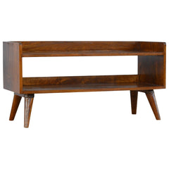 Solid Wood Nordic Storage Bench, Open Storage, Chestnut, Brown