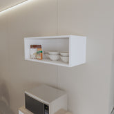 Hard Rock Wall Cabinet in Melamine with Open Storage, Black
