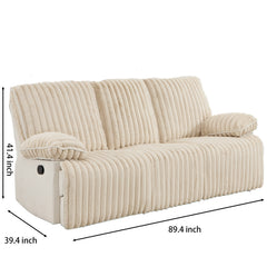 2+3 Seat Manual Reclining Sofa Corduroy, Recliner Sofa with Hidden Cup Holders, Recliner Couch for Living Room Home Theater, Beige, Loveseat + 3 Seat