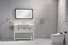 40 x 24 Inch LED Bathroom Mirror with Aluminum Frame, Wall Mounted Vanity Mirror, Anti-Fog, Memory, 3 Colors, Stepless Dimmable