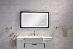 40 x 24 Inch LED Bathroom Mirror with Aluminum Frame, Wall Mounted Vanity Mirror, Anti-Fog, Memory, 3 Colors, Stepless Dimmable