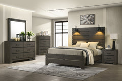 Brown King Bed With Lights