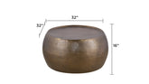 CT501 & ET501 Modern Contemporary Round Aluminum material 32" Coffee Table and 21"Height End Table Set 2PC Tables with Glossy Hand Hammered Design Antique Gold