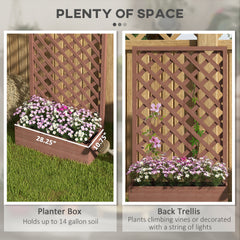 Wooden Garden Bed,Raised Garden Bed Planting Planter Box with Trellis and Drain Holes for Climbing Vine Plants