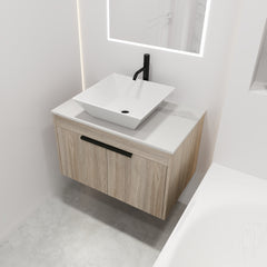 30 " Modern Design Float Bathroom Vanity With Ceramic Basin Set, Wall Mounted White Vanity With Soft Close Door,KD-Packing,KD-Packing,2 Pieces Parcel(TOP-BAB101MOWH)